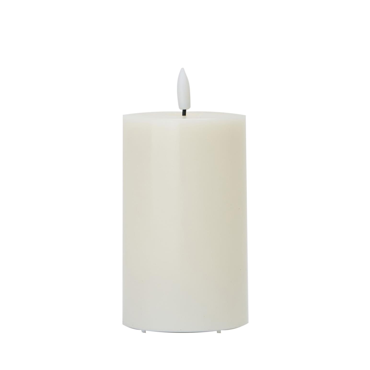 Stellar Haus Classic Ivory Pillar Indoor LED Candle Wt Timer 12.5x7.5cm Med